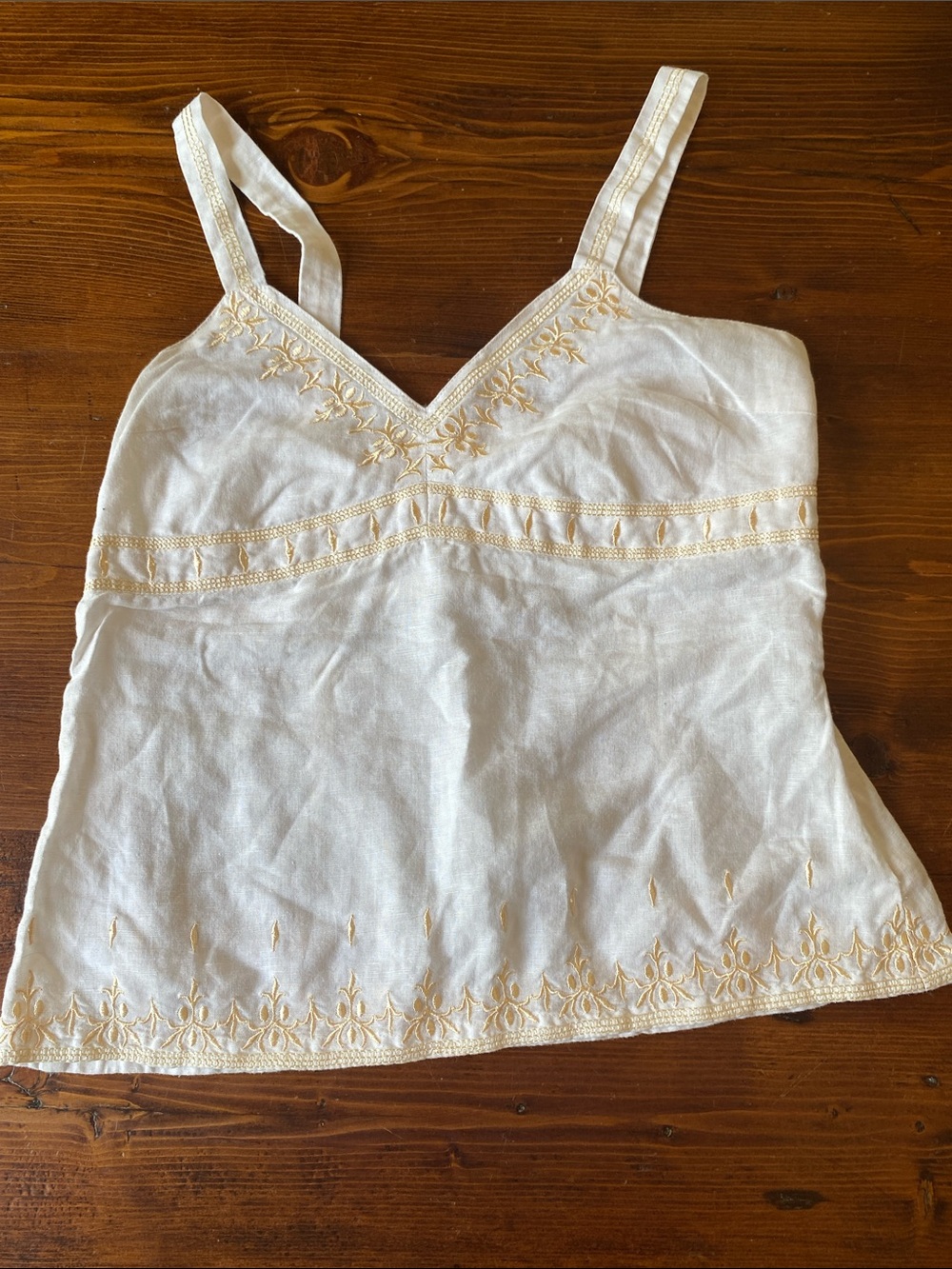 Old Navy White Camisole with Cream Embroidery